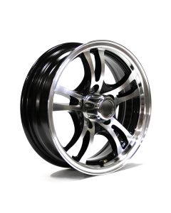 Jante 15" x 5" 5 trous 2150 lbs aluminium noir Jaguar et centre de roue