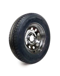 Pneu radial 205/75R15 6 plis LRC 1820 lbs Castle Rock et jante 15" 5 trous chrome