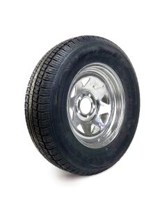 Pneu radial 205/75R15 6 plis LRC 1820 lbs Castle Rock et jante 15" 5 trous galvanisée