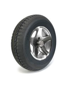 Pneu radial 205/75R14 6 plis LRC 1760 lbs Castle Rock et jante 14" 5 trous Five Star aluminium