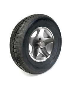 Pneu radial 205/75R14 8 plis LRD 2040 lbs Castle Rock et jante 14" 5 trous Five Star aluminium