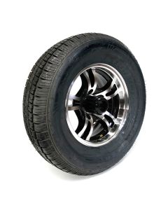 Pneu radial 205/75R14 8 plis LRD 2040 lbs Castle Rock et jante 14" 5 trous aluminium Jaguar