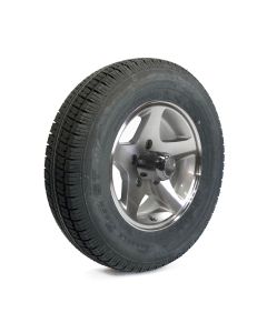 Pneu radial 175/80R13 6 plis LRC 1360 lbs Castle Rock et jante 13" 5 trous Five Star aluminium