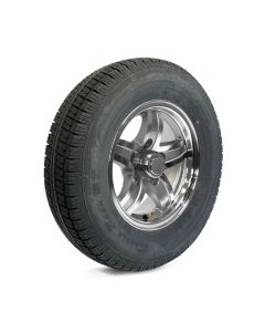 Pneu radial 175/80R13 6 plis LRC 1360 lbs Castle Rock et jante 13" 5 trous aluminium Lynx
