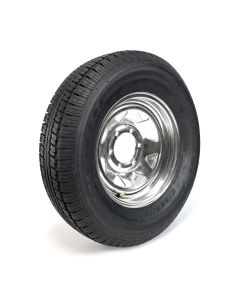 Pneu radial 225/75R15 8 plis LRD 2540 lbs Castle Rock et jante 15" 6 trous galvanisée