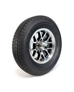 Pneu radial 225/75R15 8 plis LRD 2540 lbs Castle Rock et jante 15" 6 trous aluminium noir Condor