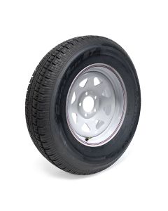 Pneu radial 225/75R15 10 plis LRE 2830 lbs Castle Rock et jante 15" 5 trous rally