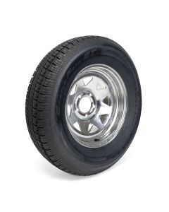 Pneu radial 225/75R15 10 plis LRE 2830 lbs Castle Rock et jante 15" 5 trous galvanisée
