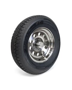 Pneu radial 225/75R15 10 plis LRE 2830 lbs Castle Rock et jante 15" 5 trous modulaire aluminium