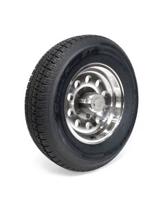 Pneu radial 225/75R15 10 plis LRE 2830 lbs Castle Rock et jante 15" 6 trous modulaire aluminium