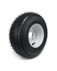 Pneu 165/65-8 16 1/2" x 6 1/2" x 8" 6 plis LRC 785 lbs Roadguider et jante 8" 4 trous blanche Pneu 165/65-8 16 1/2" x 6 1/2" x 8" 6 plis LRC 785 lbs Roadguider et jante 8" 4 trous blanche