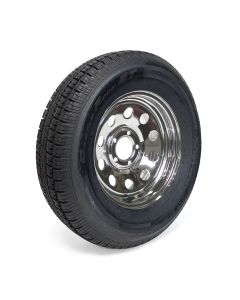 Pneu radial 225/75R15 10 plis LRE 2830 lbs Castle Rock et jante 15" 5 trous chrome