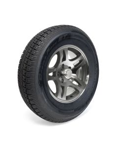 Pneu radial 225/75R15 10 plis LRE 2830 lbs Castle Rock et jante 15" 5 trous aluminium modèle-S5