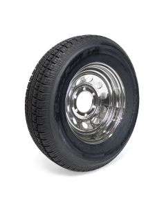 Pneu radial 225/75R15 10 plis LRE 2830 lbs Castle Rock et jante 15" 6 trous chrome
