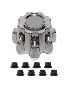 Centre de roue 8 trous chrome pour roue 17 1/2" aluminium avec écrous de roues