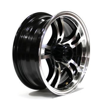 Jante 14" x 5 1/2" 5 trous 2040 lbs aluminium noir Jaguar et centre de roue