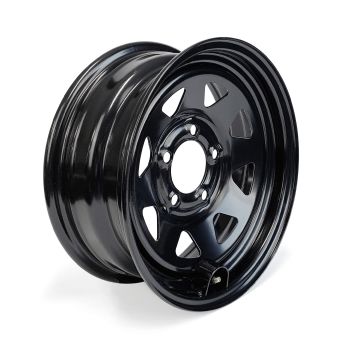 Jante 14" 5 trous rally noire avec protège-valve Jante 14" 5 trous rally noire avec protège-valve