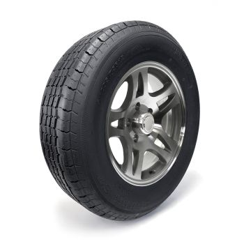 Pneu radial ST205/75R15 8 plis LRD 2150 lbs Westlake et jante 15" 5 trous aluminium modèle-S5