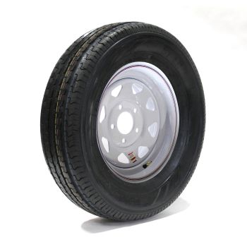 Pneu radial 225/75R15 6 plis LRC 2150 lbs Sterling et jante 15" 5 trous 5" B.C. rally