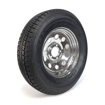 Pneu radial 225/75R15 8 plis LRD 2540 lbs Castle Rock et jante 15" 5 trous chrome