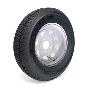 Pneu radial 225/75R15 10 plis LRE 2830 lbs Castle Rock et jante 15" 5 trous 5" B.C. rally
