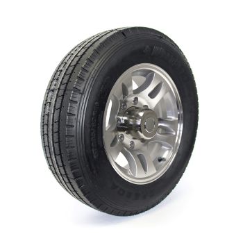 Pneu radial 235/85R16 14 plis LRG 4400 lbs Westlake et jante 16" 8 trous aluminium modèle-S5