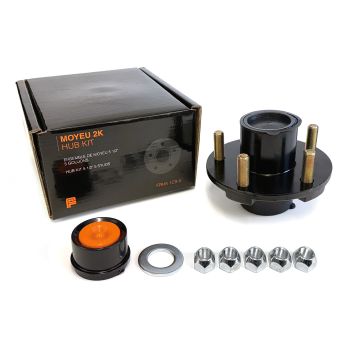 Moyeu à 5 goujons 1/2" B.C. 4,5" 2K cône 1 1/16" roue 8"-12" assemblé et graissé complet (en boîte) FRAMECO