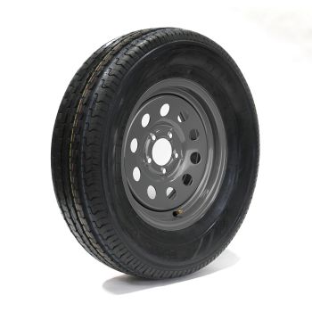 Pneu radial 225/75R15 6 plis LRC 2150 lbs Sterling et jante 15" 5 trous grise