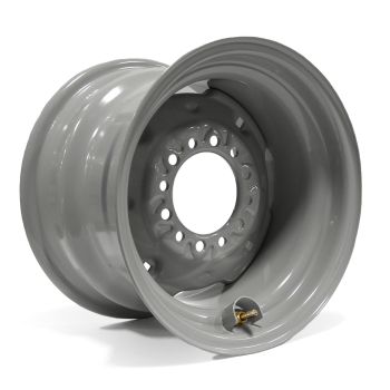 Jante 15" x 10" 6 trous 3000 lbs universelle agricole grise et protège-valve