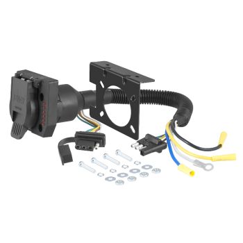 Adaptateur à 4 brins plats (auto) à 7 brins (remorque) double sortie et vérificateur intégré CURT